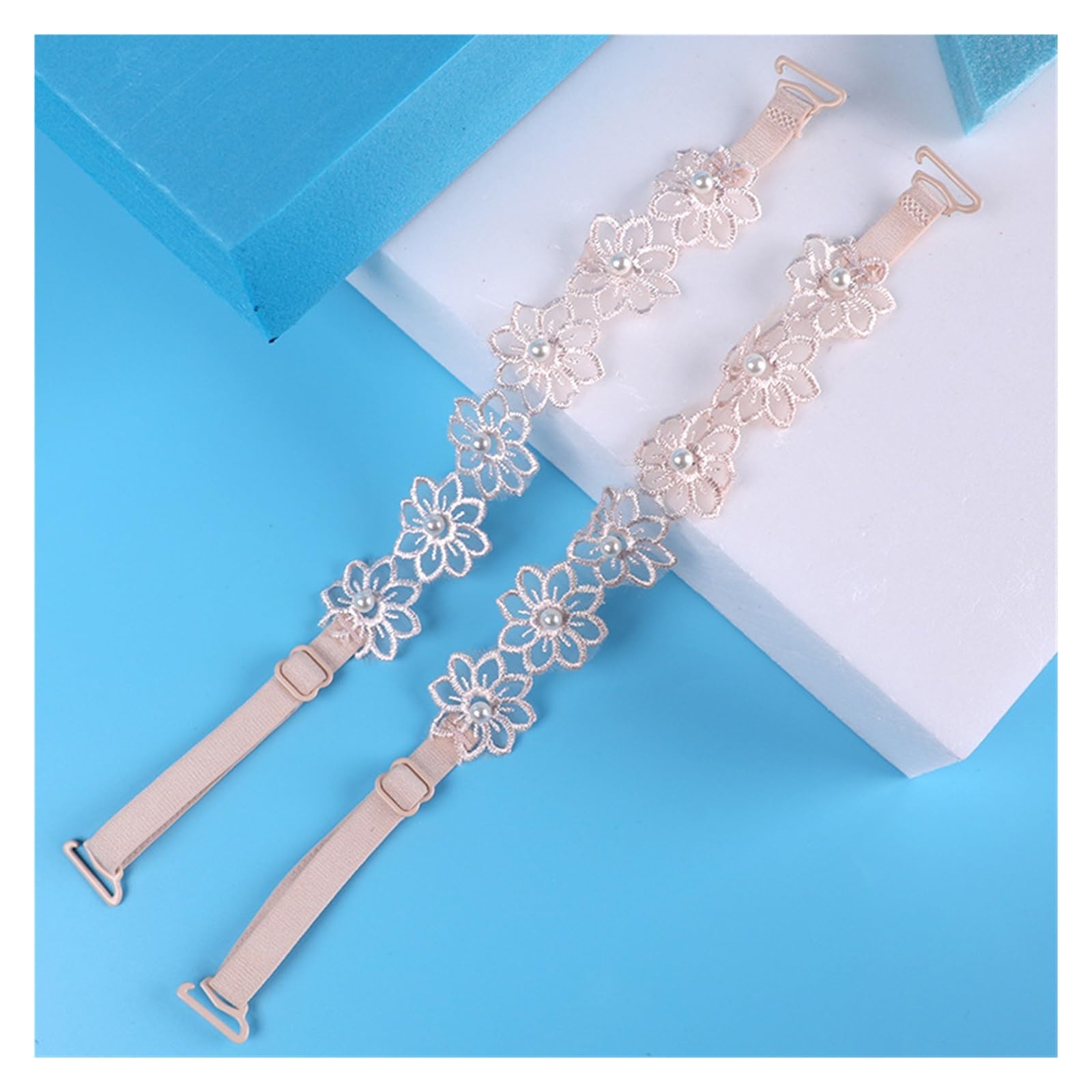 YGMNQAL Women Pearl Flower Lace Adjust Bra Straps Shoulder Strap Lingerie Transparent For Invisibility Underwear(Nude nylon strap)