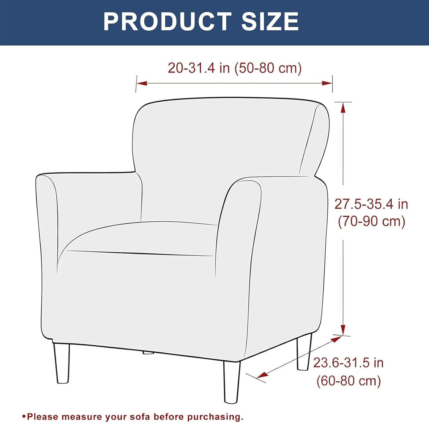 Banquet Armchair Slipcover Stretch Jacquard Chair Covers 1-Piece Armchair Sofa Covers Soft Arm Chair Cover Removable Washable Single Couch Covers Furniture Protector for Living Room - Set of 1