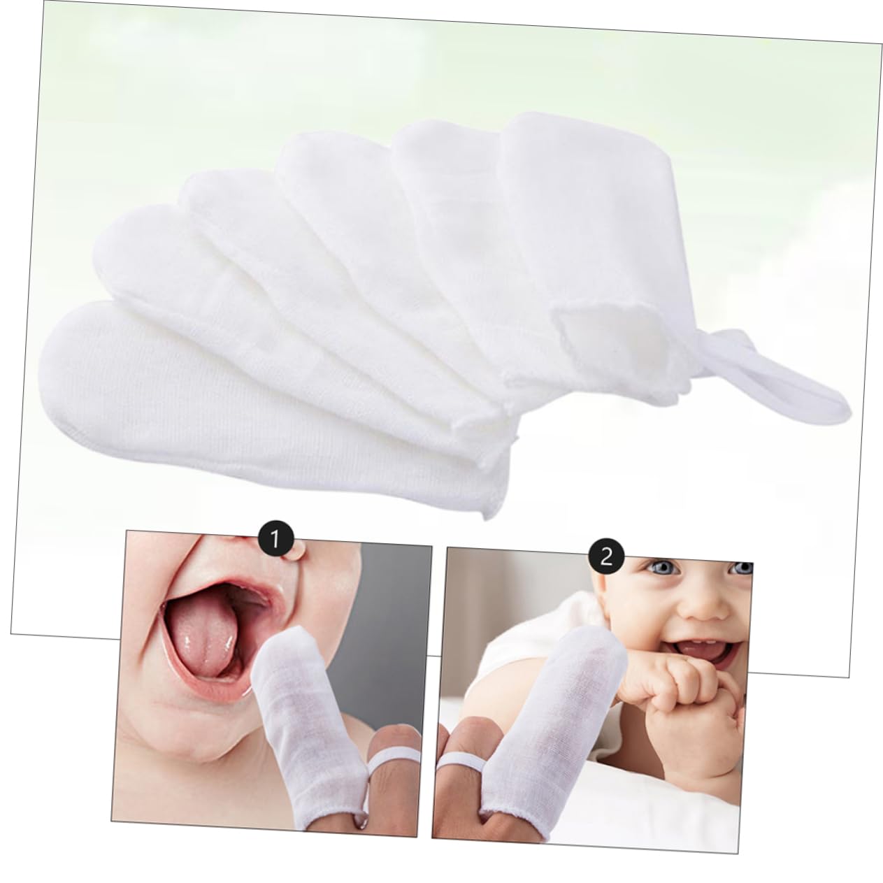 FRCOLOR 3 Set Da 18 Pezzi lettino per le dita di garza detergente per denti da neonato panno per la pulizia della bocca del bambino spazzolino bambino Denti del spazzolino in garza