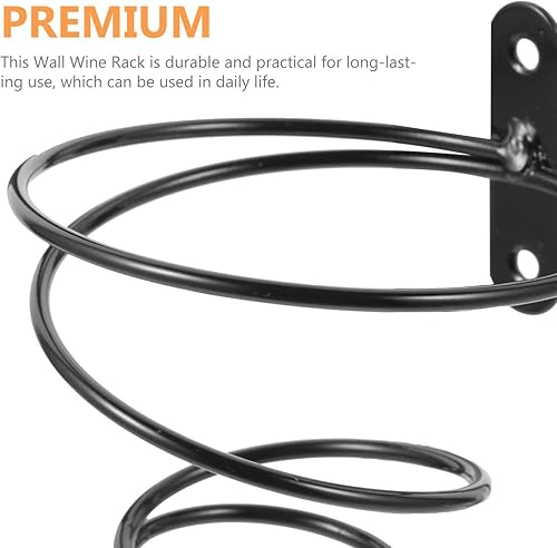 Miniatura 4 de Kichvoe Soporte de pared de vino en espiral, soporte de exhibición de botellas de vino de metal, soporte de exhibición de botellas de vino montado