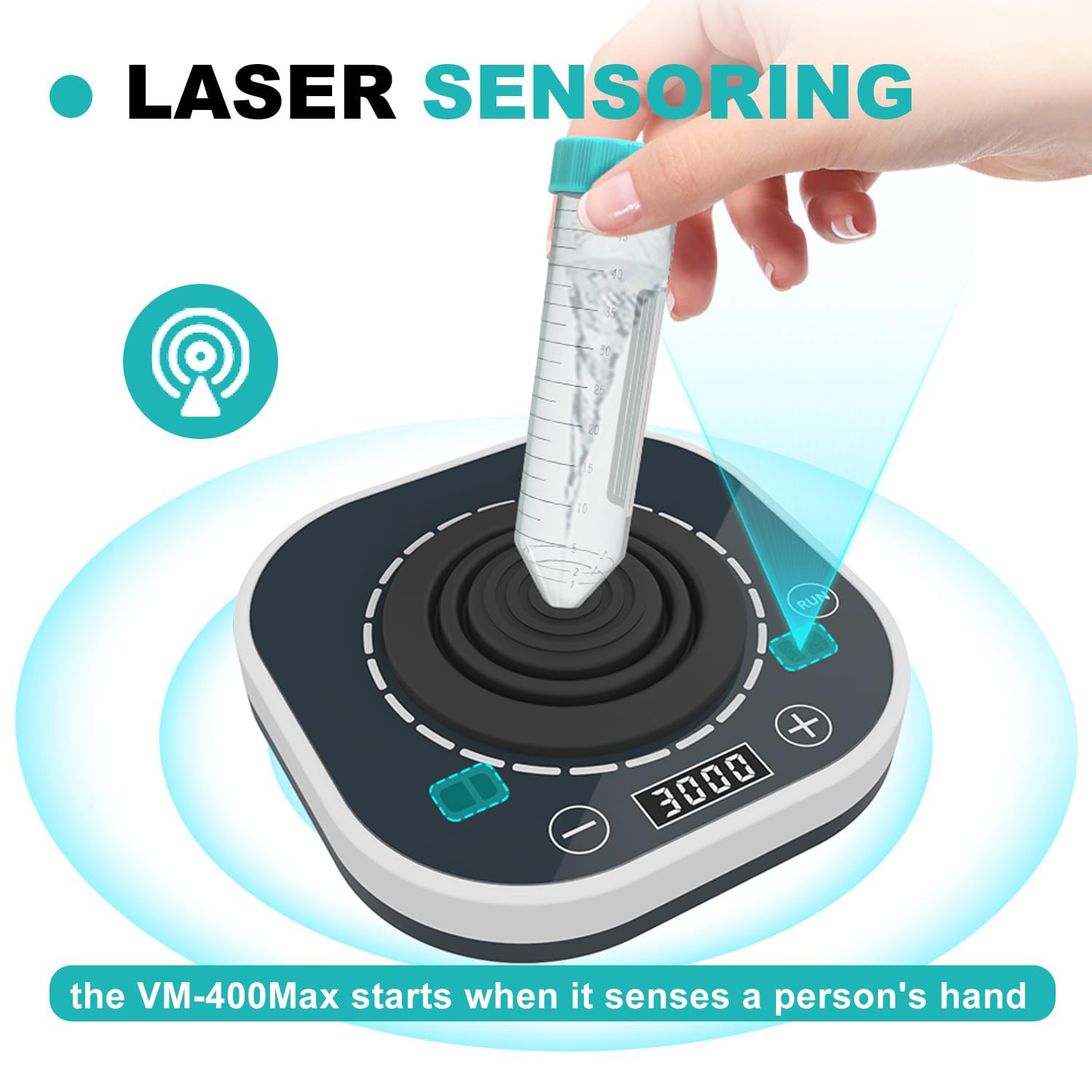 Vortex - Mezclador de líquidos mini agitador con pantalla LED, velocidad ideal para frascos, tubos y botellas, diseño ultrafino para un fácil almacenamiento