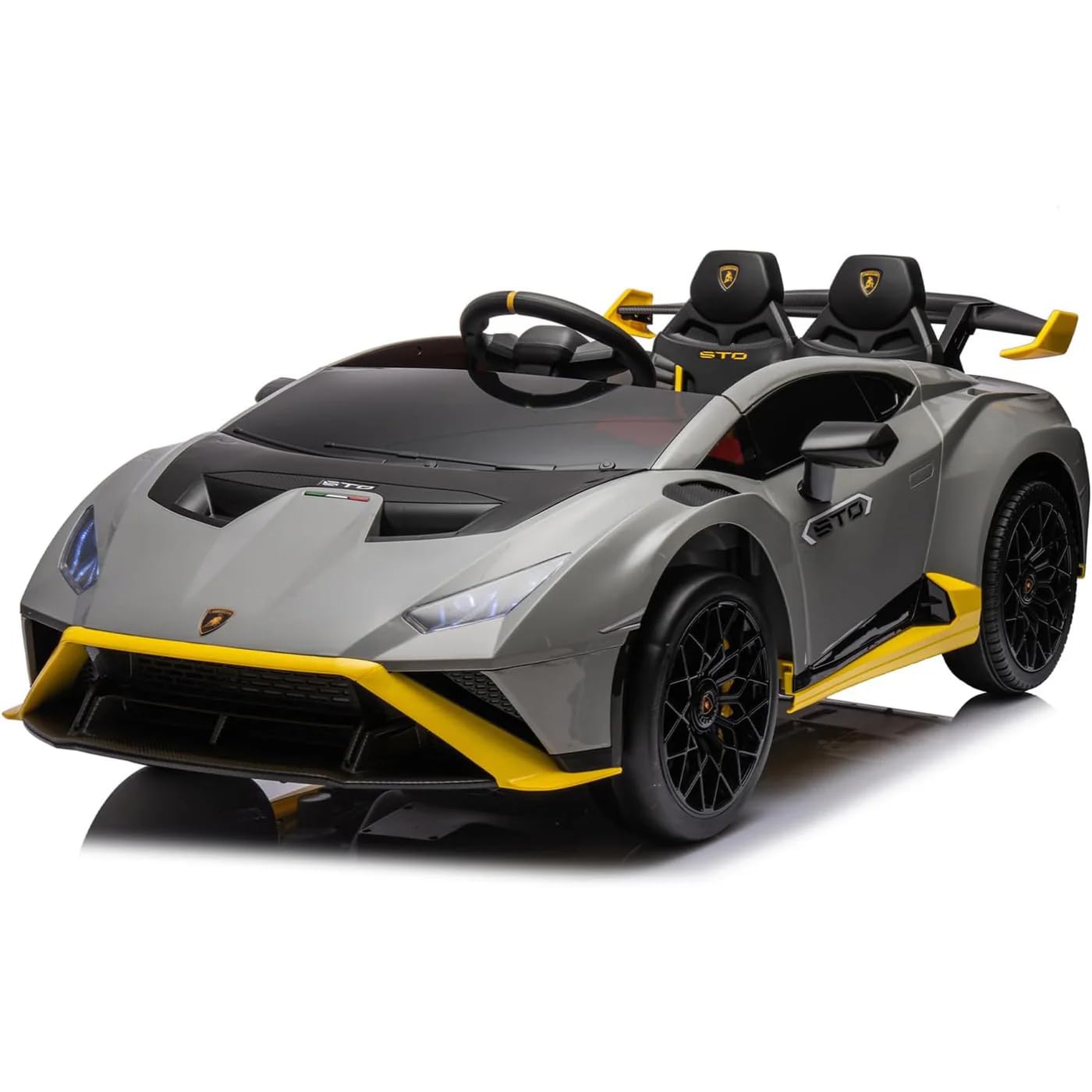 Kawaii Kids Licensed Kids Rideon Car | Toyota Legender | Lamborghini | Manual Plus Remote Control | Lights and USB Music Player | Kids Age - 1-5 (Lamborghini, Grey)-image-43