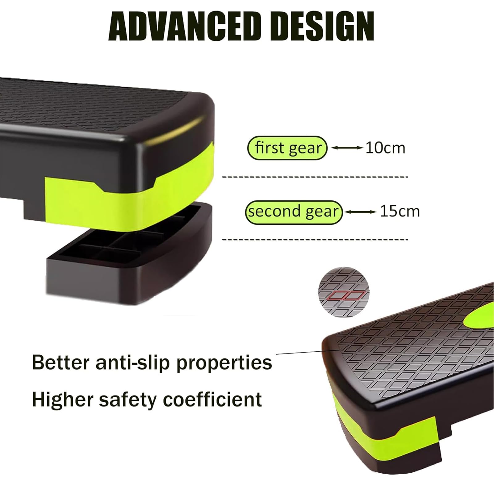 Stepper Aérobic à Hauteur Réglable 2 Niveaux 10/15CM Capacité de poids