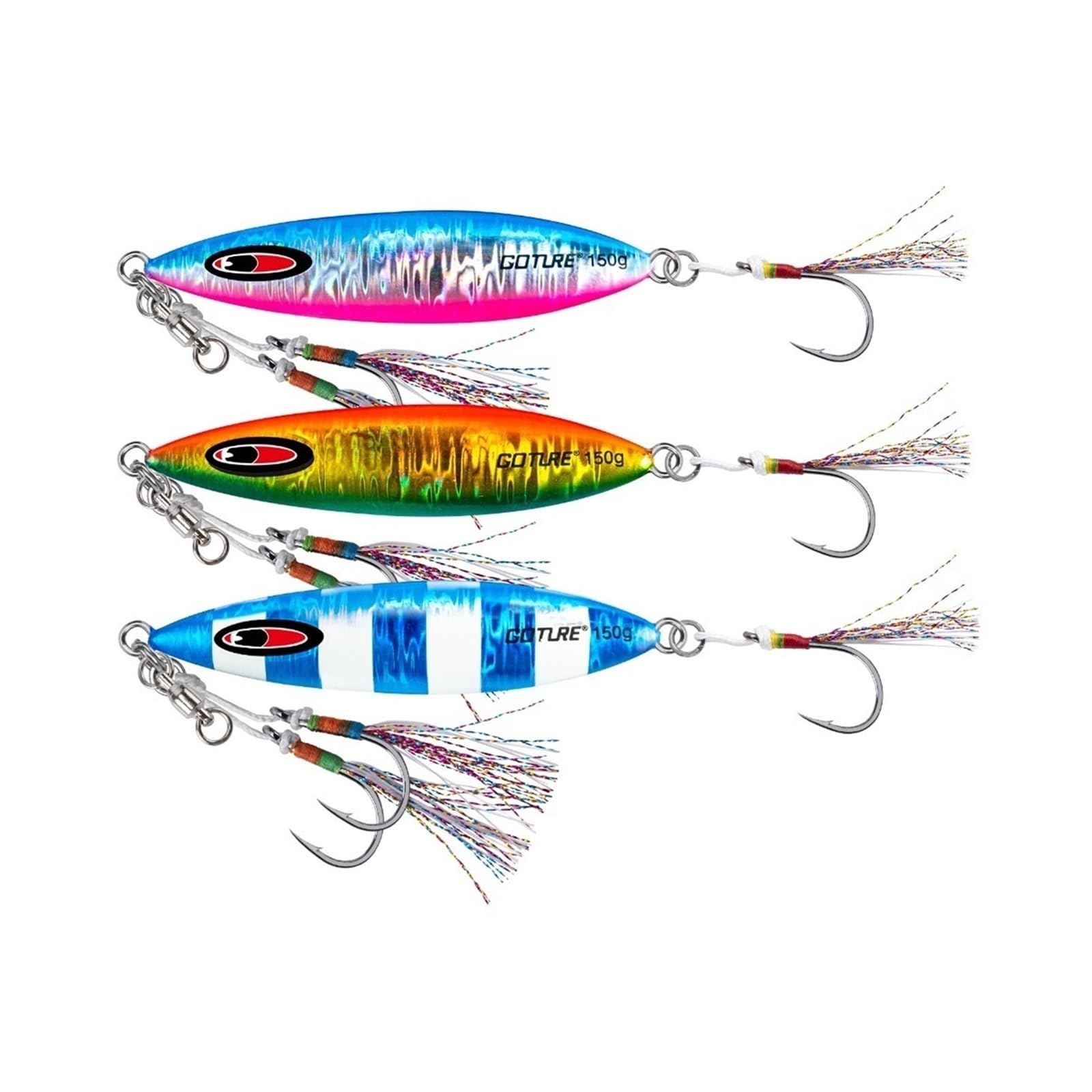 Esche da Pesca 100/150/250g Richiamo di Pesca in Metallo 3psc Jig Richiamo di Pesca Lento Jig Doppi Ganci Attrezzatura da Pesca Esche Artificiali Artificiali da Pesca
