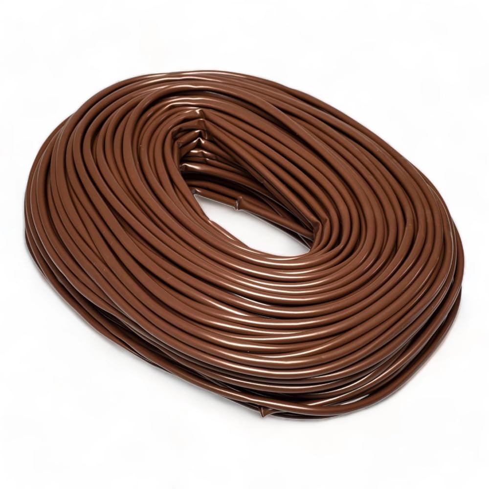 UKCABLE-TIES Electrical PVC Yellow/Green Earth Sleeving Cable Protection Flexible Tubing (Brown, 3mm - 50M)