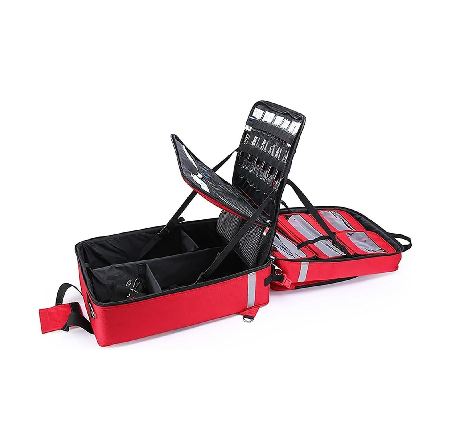 Bolsa de primeros auxilios de emergencia con ruedas y suministros médicos, con carrito desmontable, mochila de primeros auxilios para enfermeras, para senderismo al aire libre(Blue)