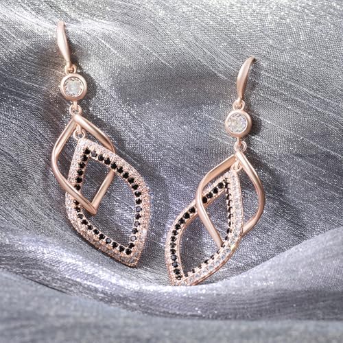 Sterling Silver Drop Dangle Earrings for Women Rose Gold Statement Earrings Hypoallergenic Cubic Zirconia Long Earrings Bohemian Earrings Fashion Ladies Dangling Earrings Gifts for Christmas Birthday4
