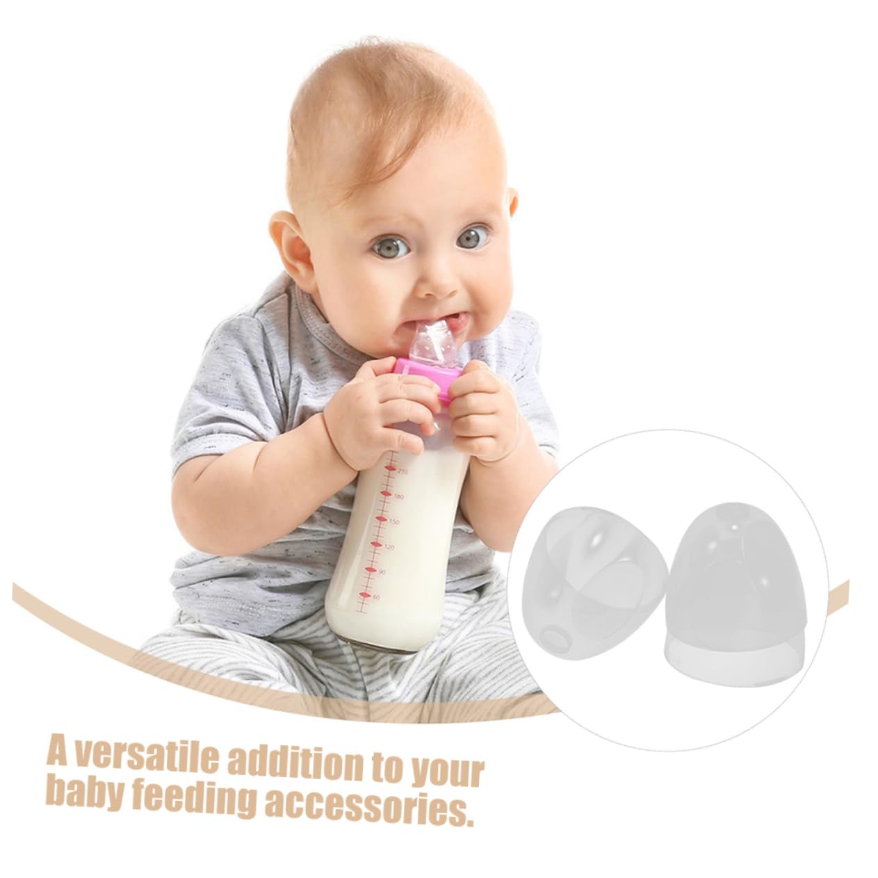 TOYANDONA 4Piezas Biberón Reutilizables Accesorios para Biberones de Cuello Tapa Antipolvo y Tapa Repuesto para Alimentación Infantil Compatibles con Contenedores