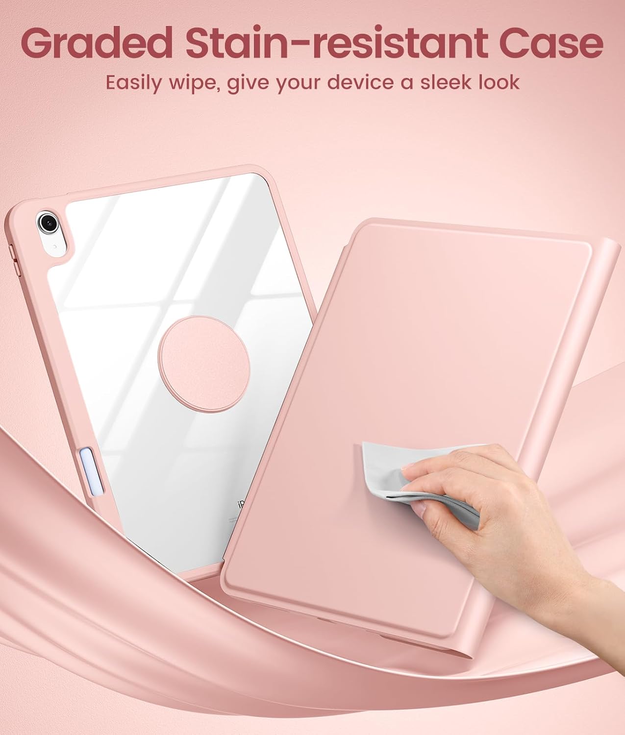 Harvopu for iPad 10th/11th Generation A16 Case with Keyboard, 360 Rotation Detachable Cover with Pencil Holder, Multi-Touch Trackpad, 7 Colors Backlit Keyboard for iPad (A16)/10th Gen (Light Pink)