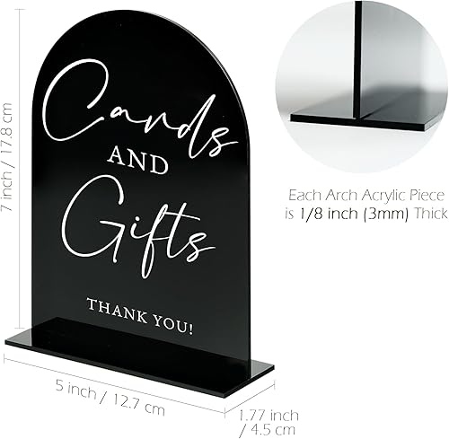 Miniatura 2 de Letrero de acrílico con soporte de 5 x 7 pulgadas, letrero de boda de acrílico arqueado negro y base, 18 pulgadas de grosor, arco de caligrafía