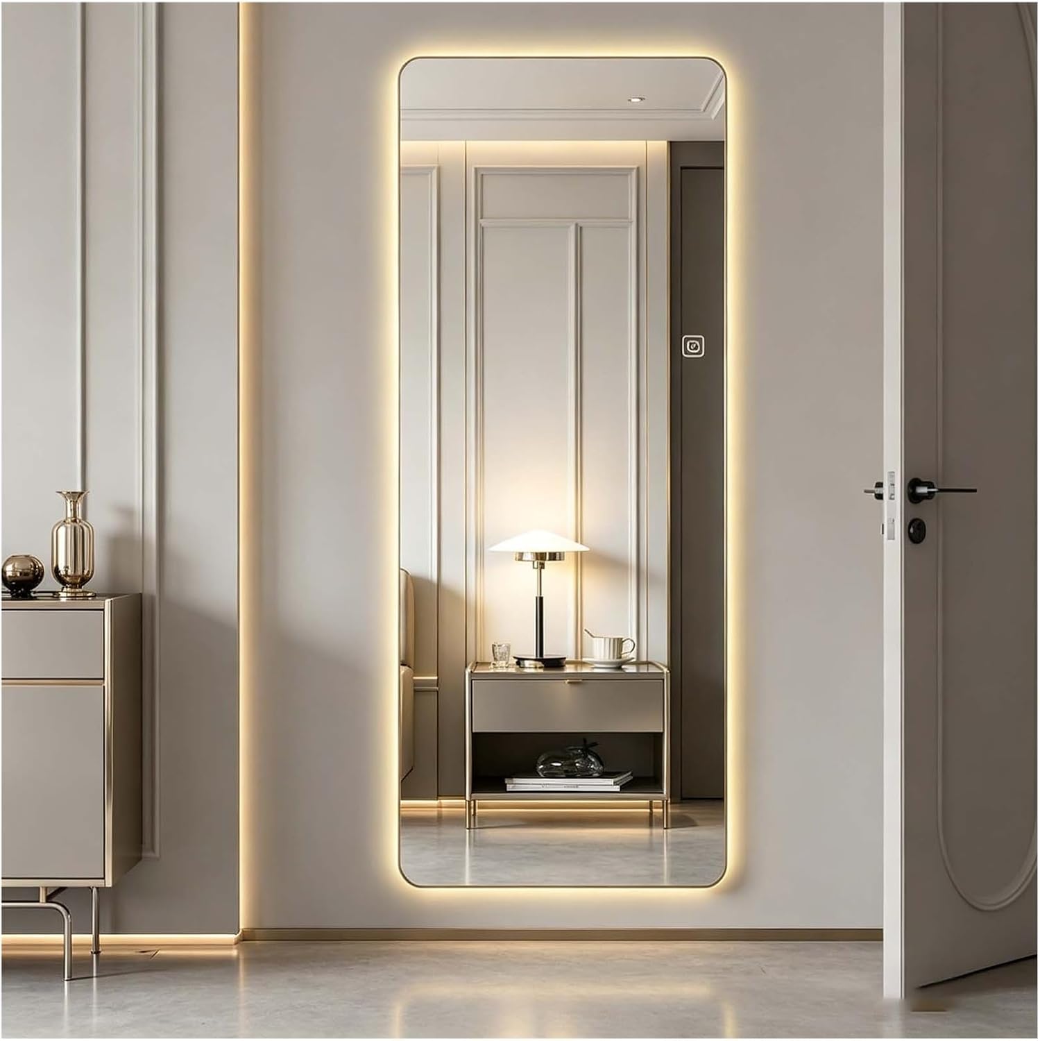 Hanging Lighted Full Length Mirror, 65x21in Full Body Wall Mirror, LED Mirror with 3 Warm/Natural/Cool Light Modes & Dimming