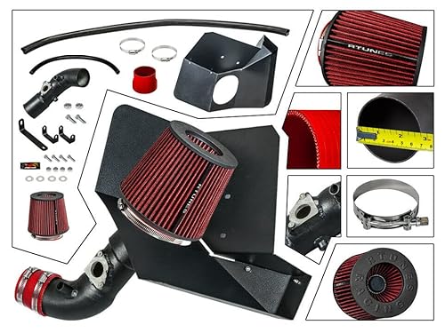 Rtunes Racing Matte Black Pipe Heat Shield Cold Air Intake + Filter Compatible For 09-17 Toyota Corolla / 16-17 Scion Im 1.8L I4 #TOP16