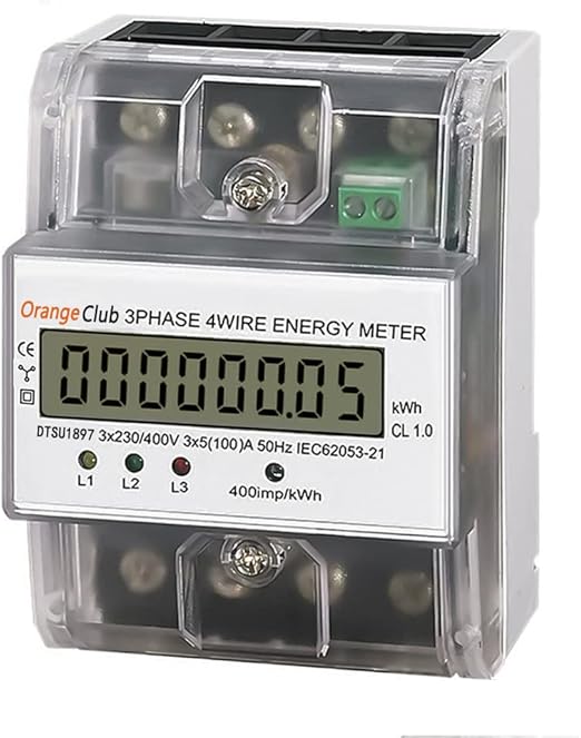 OrangeClub Digitaler Stromzähler 3 Phasen Stromzähler Hutschiene LCD Digitaler Stromzähler ...