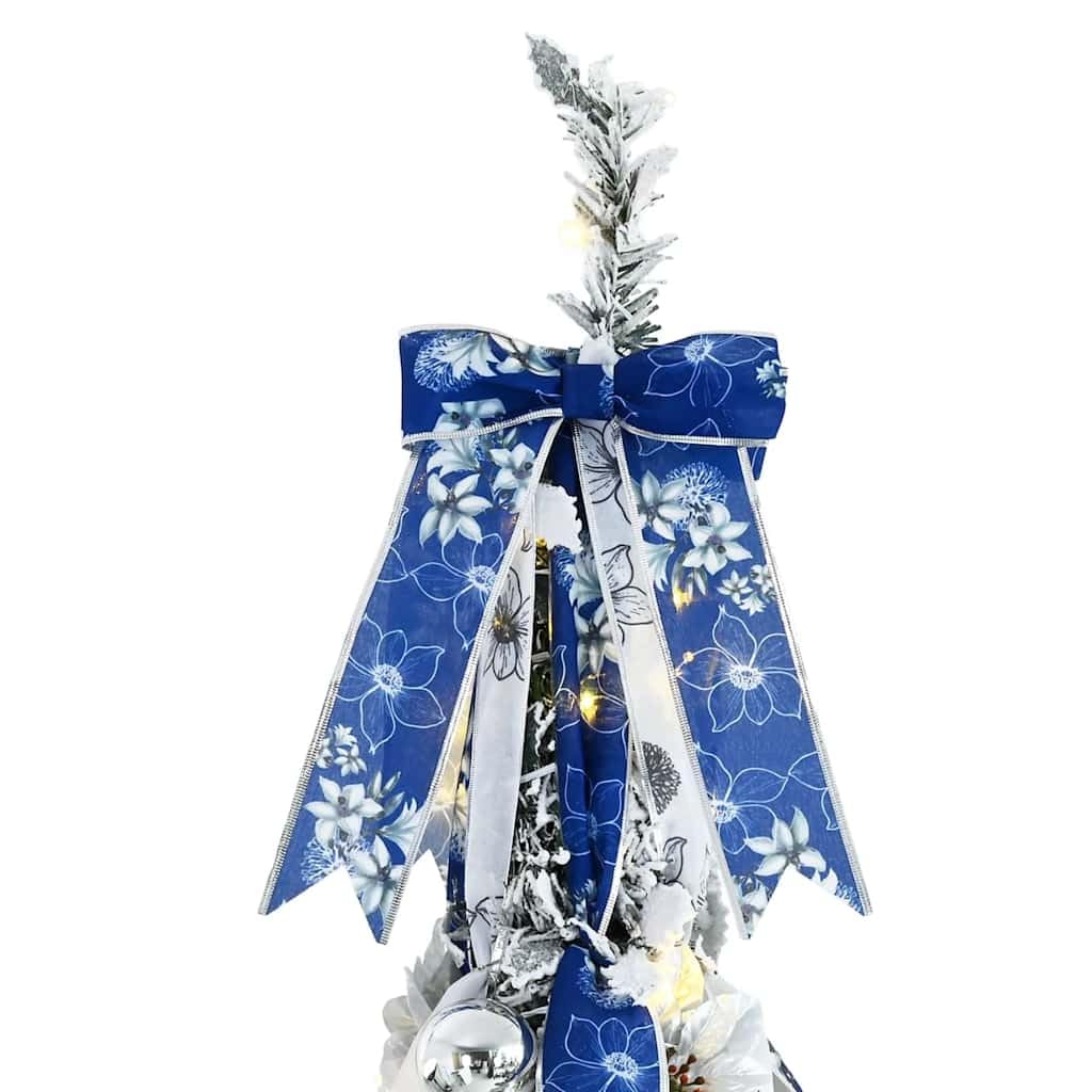 Künstlicher Weihnachtsbaum Weiß 120 cm mit 50 LEDs, PVC Nadeln, zusammenklappbar, inkl. Ständer und Lichterkette, ideal für Wohnzimmer, Balkon, Terrasse, Festliche Advent Dekoration