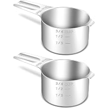 2PCS 3/4CUP 180ML, 6OZ Measuring Cup, 18/8304 Stainless Steel