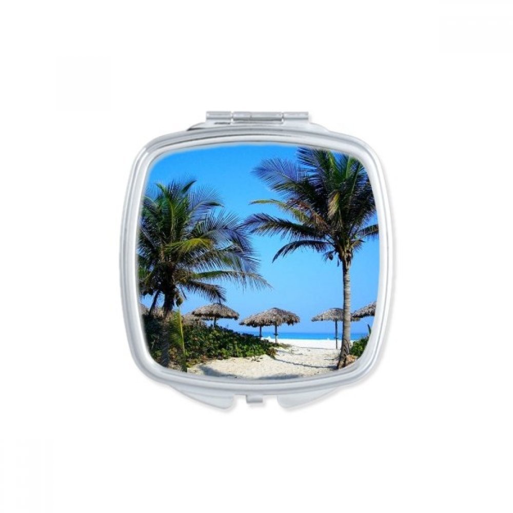 Miroir compact maquillage bleu océan format carré de poche voyage
