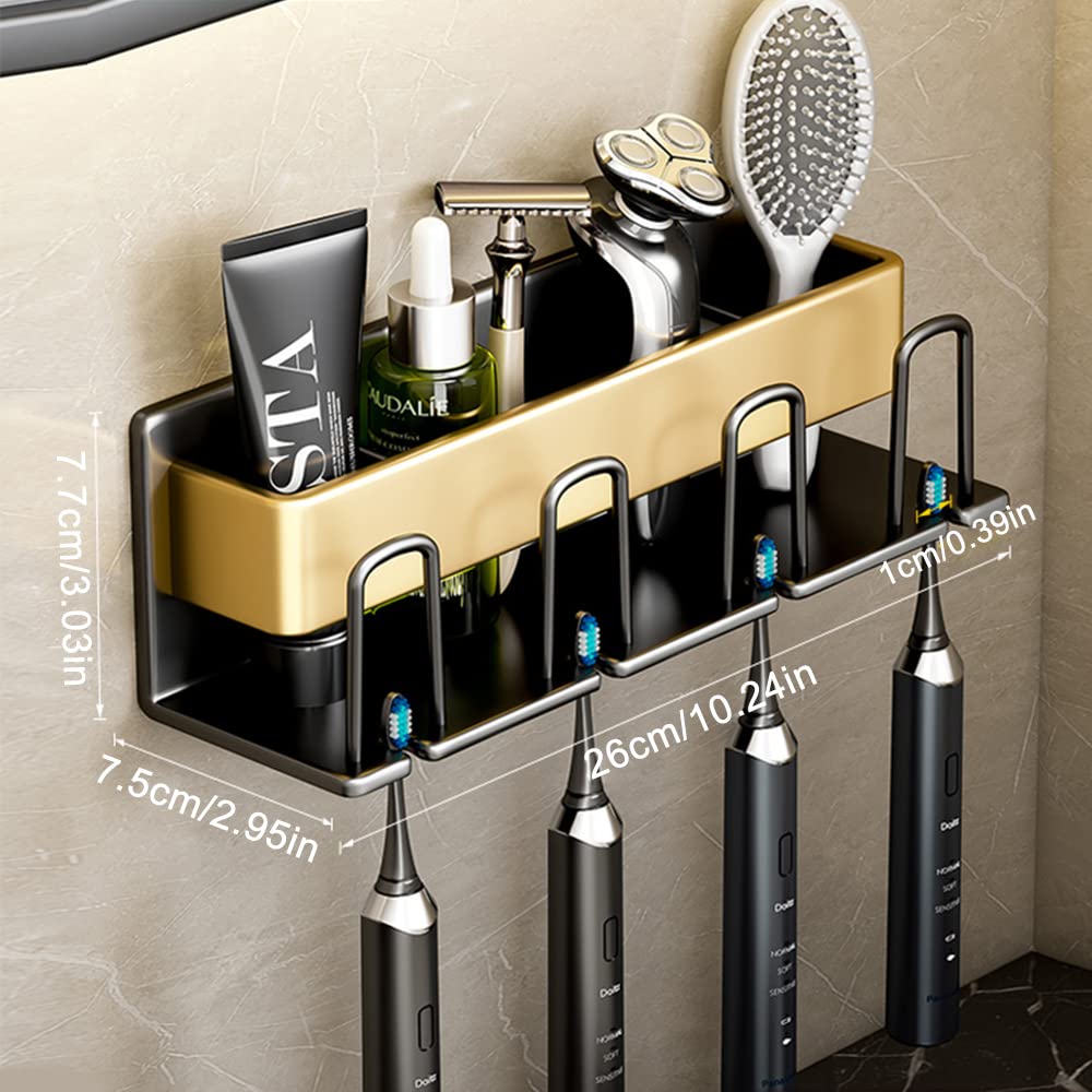 Tandenborstelhouder - Tandpastadispenser Voor Aan De Muur Zonder Boren Houder Voor Elektrische Tandenborstel Zelfklevende Tandenborstelkophouder Voor Badkamer Rvs Borstelkophouder Tandenborstelopslag