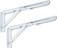 Vista 14 de Sumnacon - Soportes plegables resistentes, soportes de estante de metal negro de alta resistencia para mesa y banco, escuadra triangular de 8