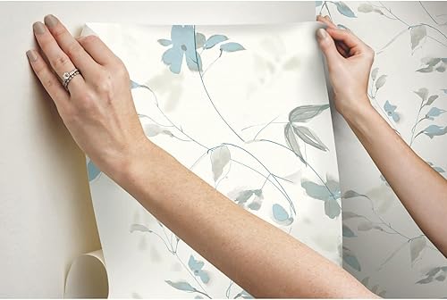 Miniatura 4 de York Wallcoverings Candice Olsen PSW1423RL Spa - Papel tapiz de flores de tilo azul
