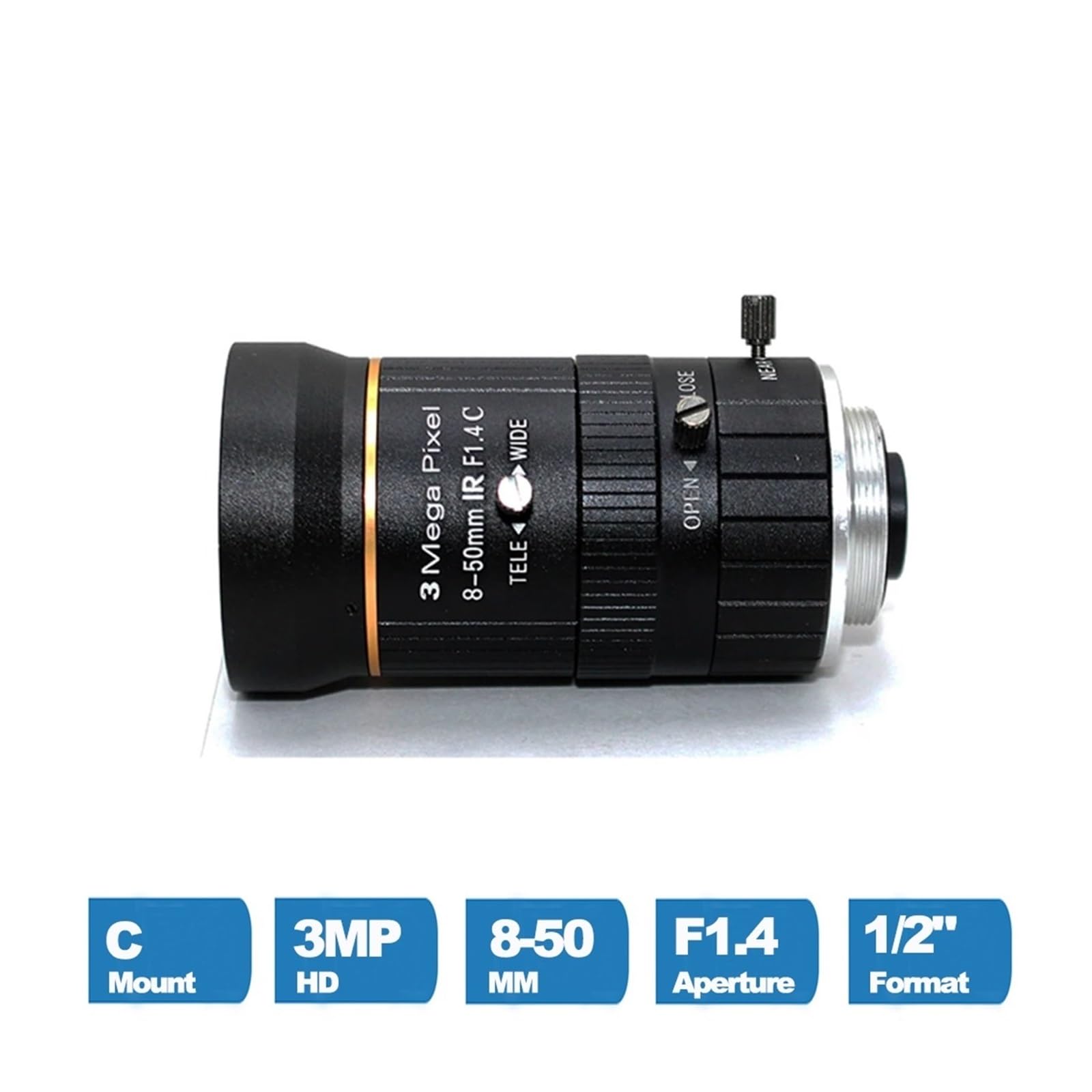 HD 3.0 Megapixel CCTV Lens 8-50mm C Mount F1.4 1/2
