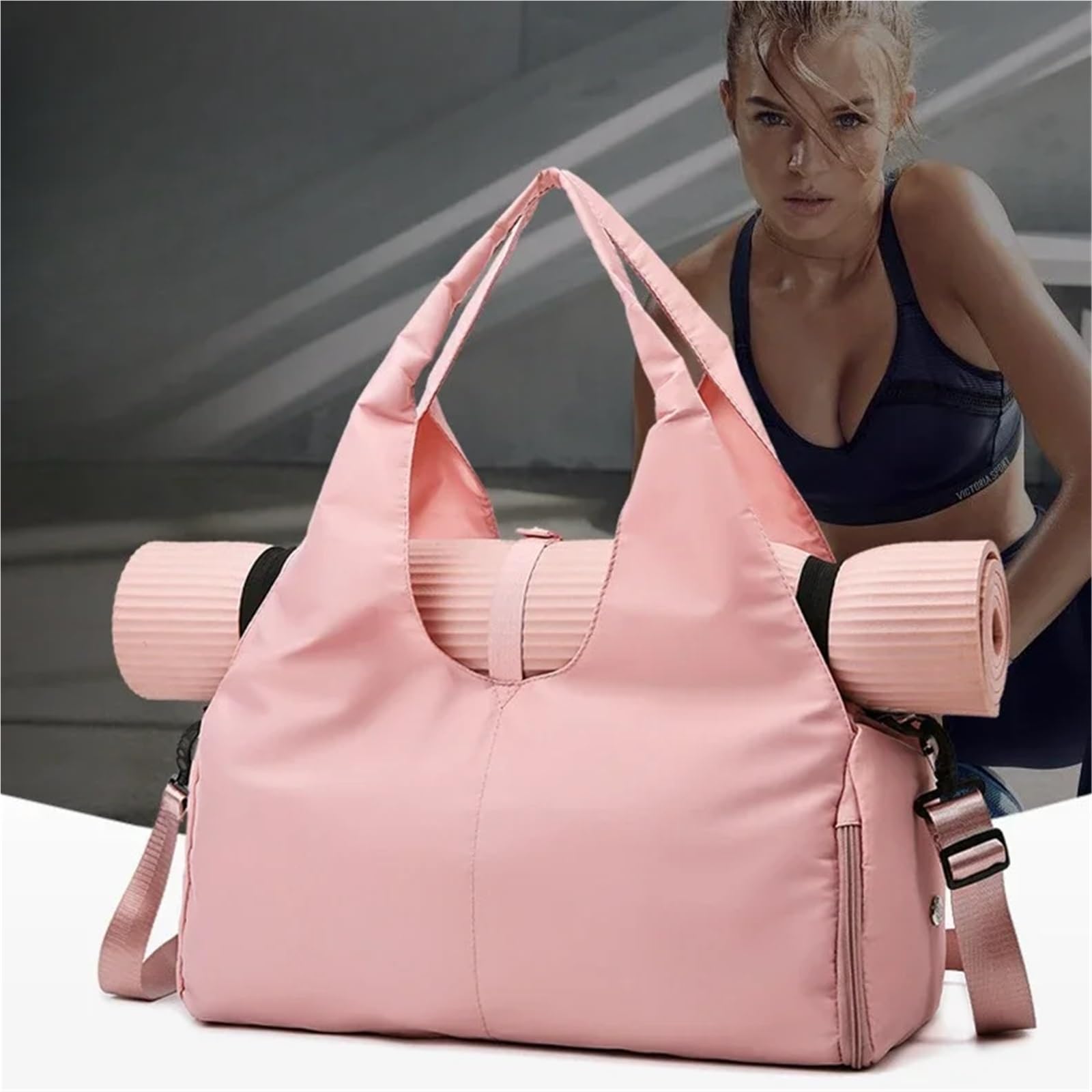 Sporttasche Koffer- und Reisetaschen, Fitnesstasche aus Oxford-Stoff, minimalistische Sporttasche, Handgepäck-Einkaufstasche(Pink)
