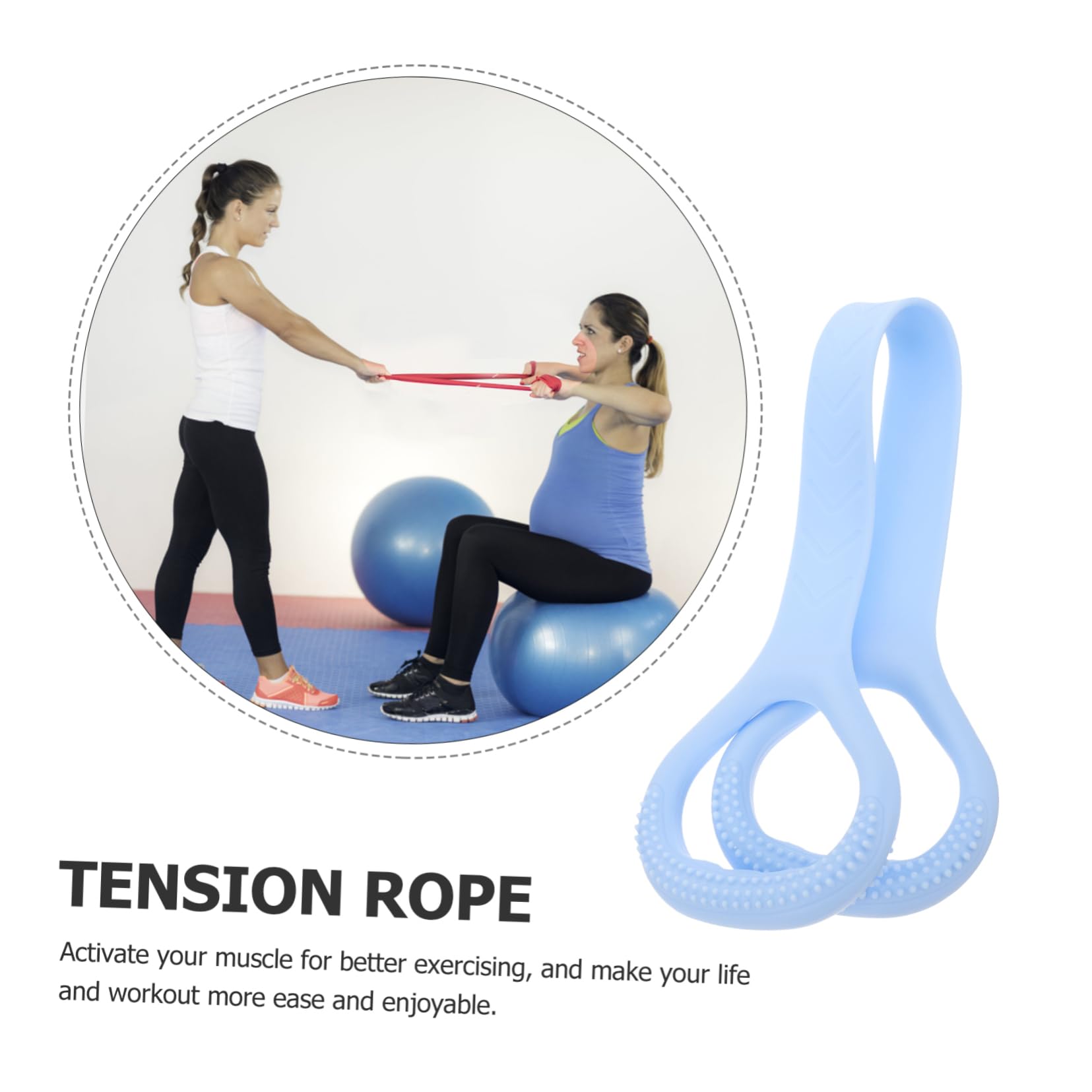 TOYANDONA Banda elastica di tensione fasce di resistenza con maniglie Allungamento resistenza delle bande di esercizio banda elastica di resistenza fitness Gel di silice Sky-Blue