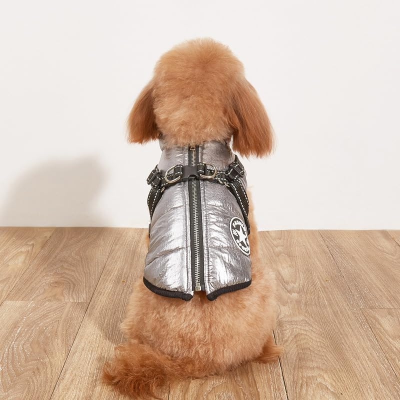 Dog Coat,Warm Dog Jacket Winter Coat Paded Dog Fleece Vest Reflective Dog Cold Weather Coats with Built in Harness Waterproof Windproof Dog Snow
