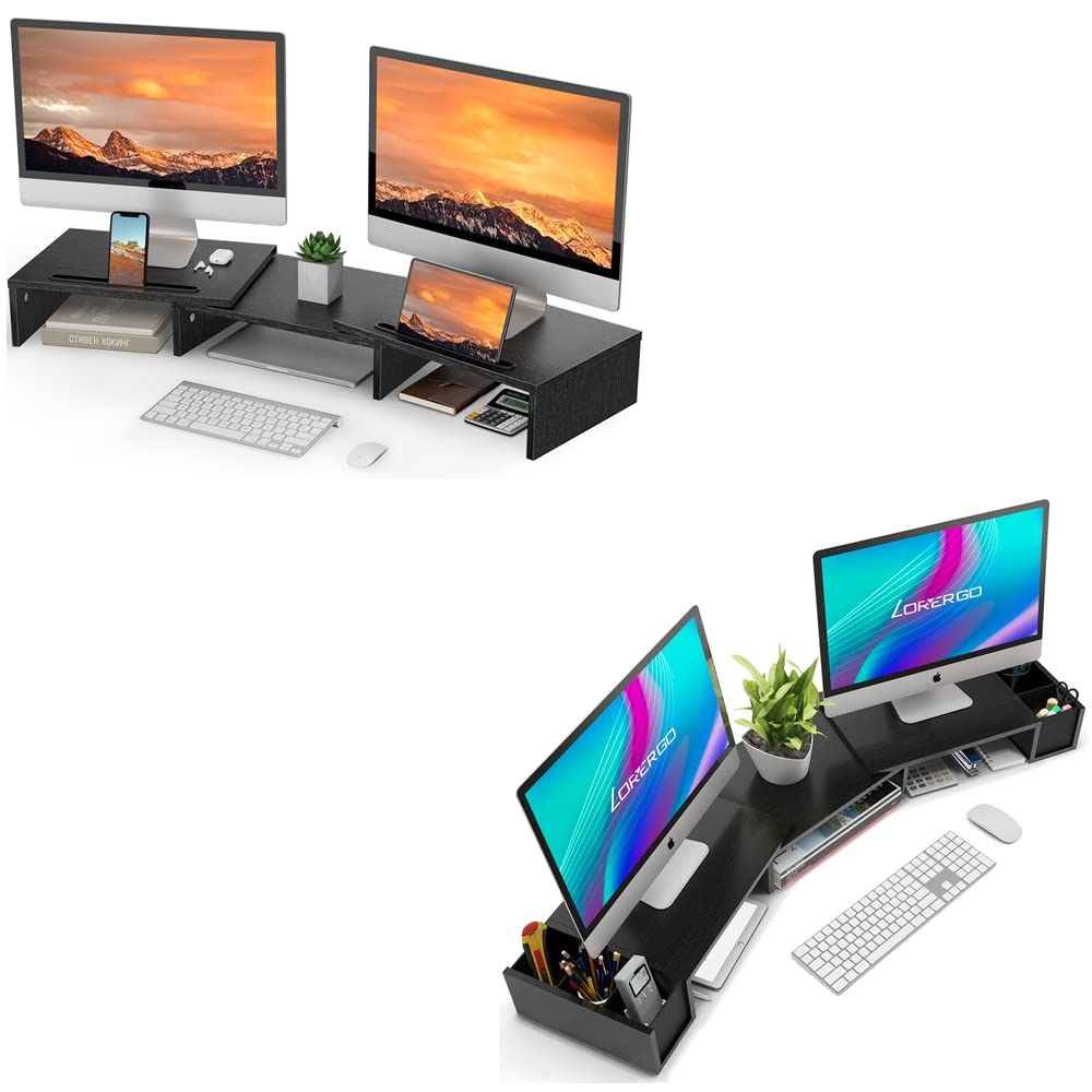 LORYERGODual Monitor Stand Wood