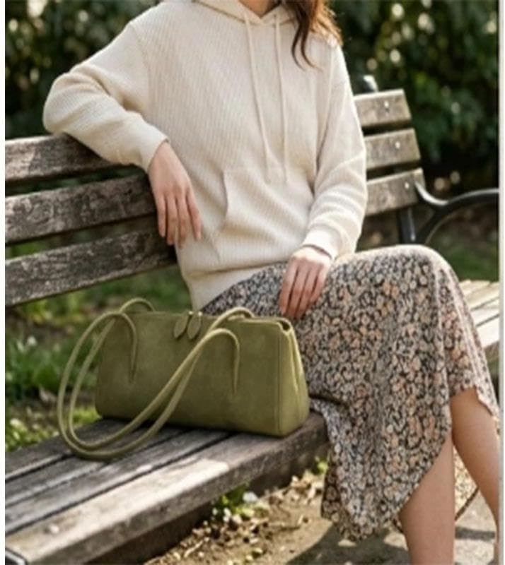 Madam Long Pedunculated Armpit Comfortable Drab Green Handbag