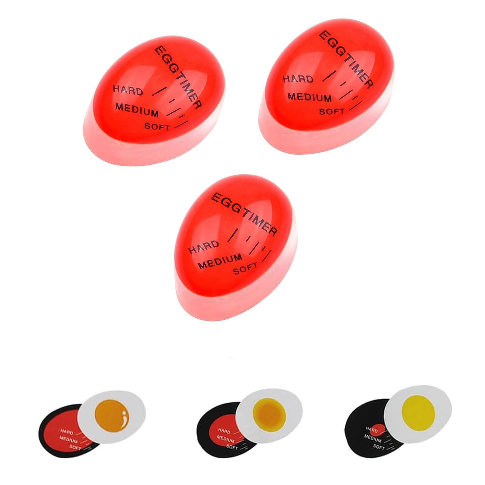 Yeeanno Egg Timer,3 Pcs Generic Egg Timers for Boiling Eggs Colour-Changing Time Timer,Reusable Kitchen Gadget Heat Sensitive,Boiling Tool Cooking Accessories,Eggs Safe Durable Kitchen Aid Tool