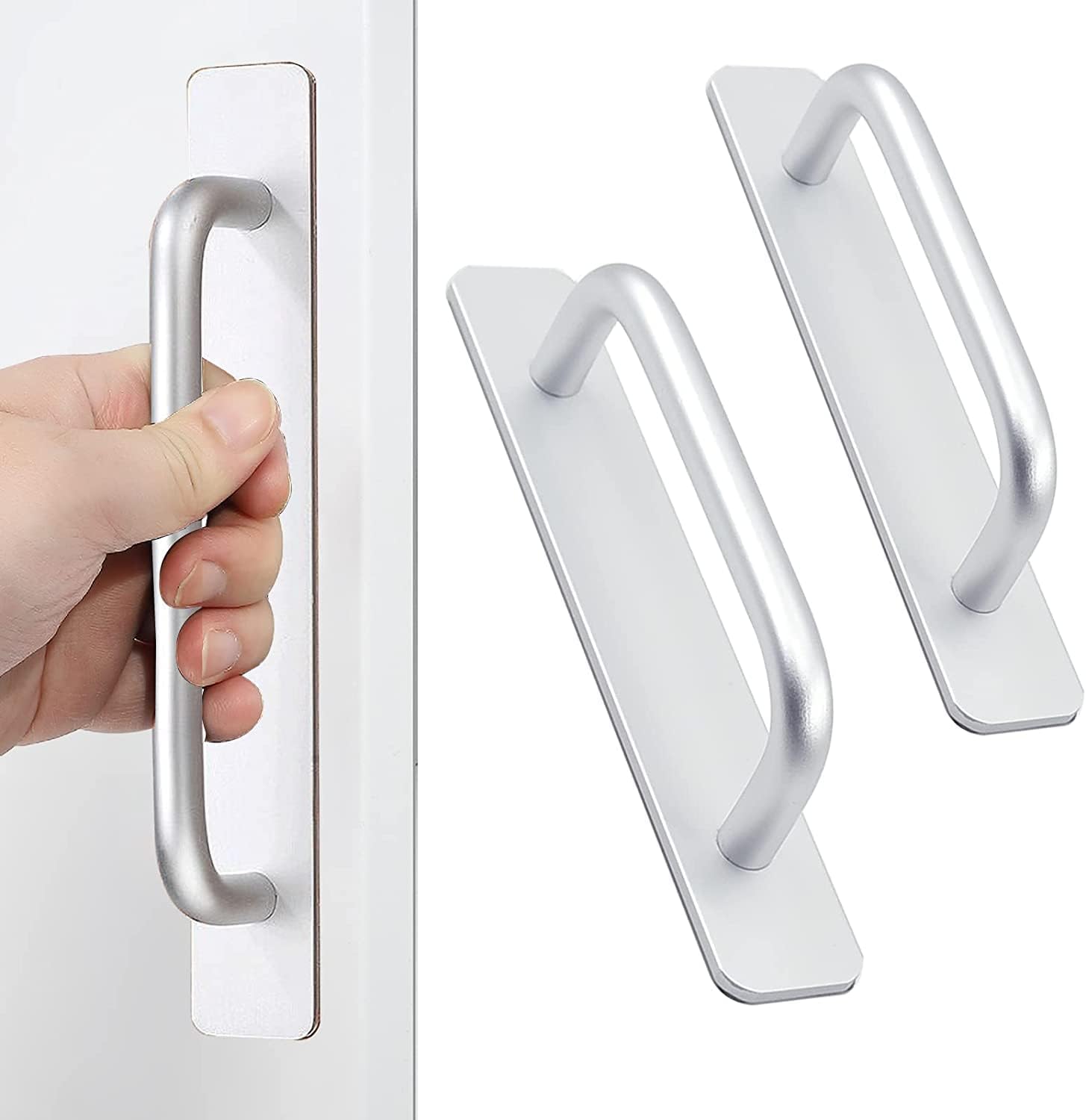 Tiradores adhesivos para armarios de cocina, cajón de baño, armario, tiradores de muebles de aluminio, tiradores de ventana, tiradores de cocina, tirador de puerta corredera, 2 pcs(148 mm)