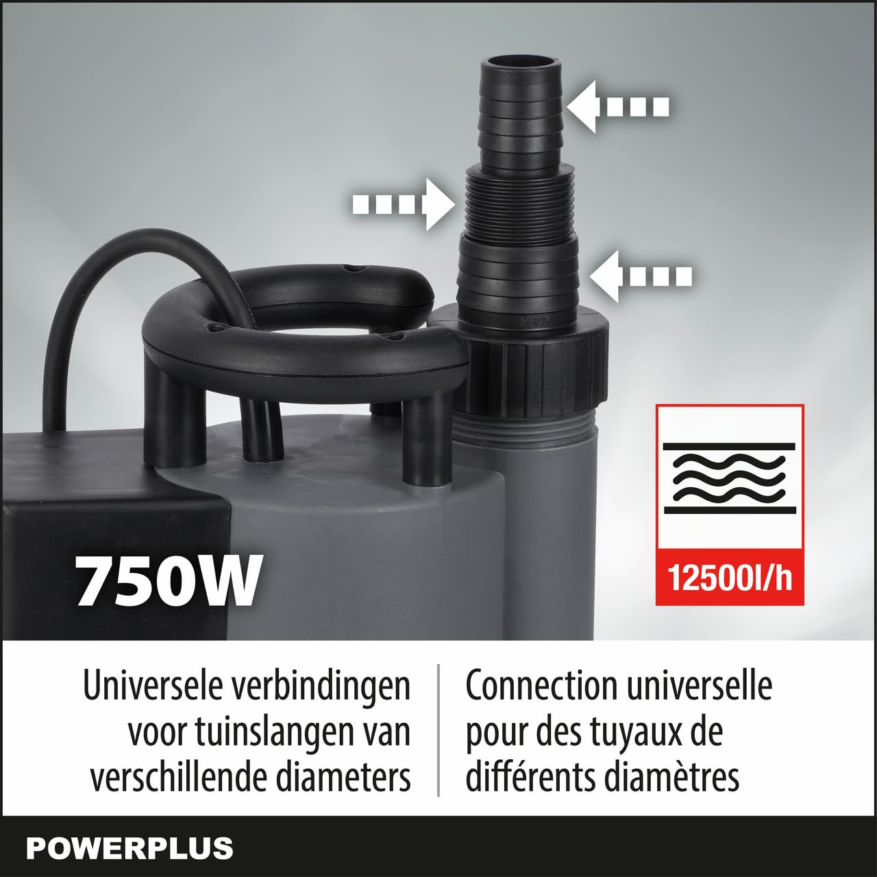 Power plus POWEW67920-750 W, pompa sommergibile, temperatura massima 35 °C e portata 12.500 l/h, pompa da giardino, pompa di aspirazione, pompa sommergibile, attrezzi da giardino