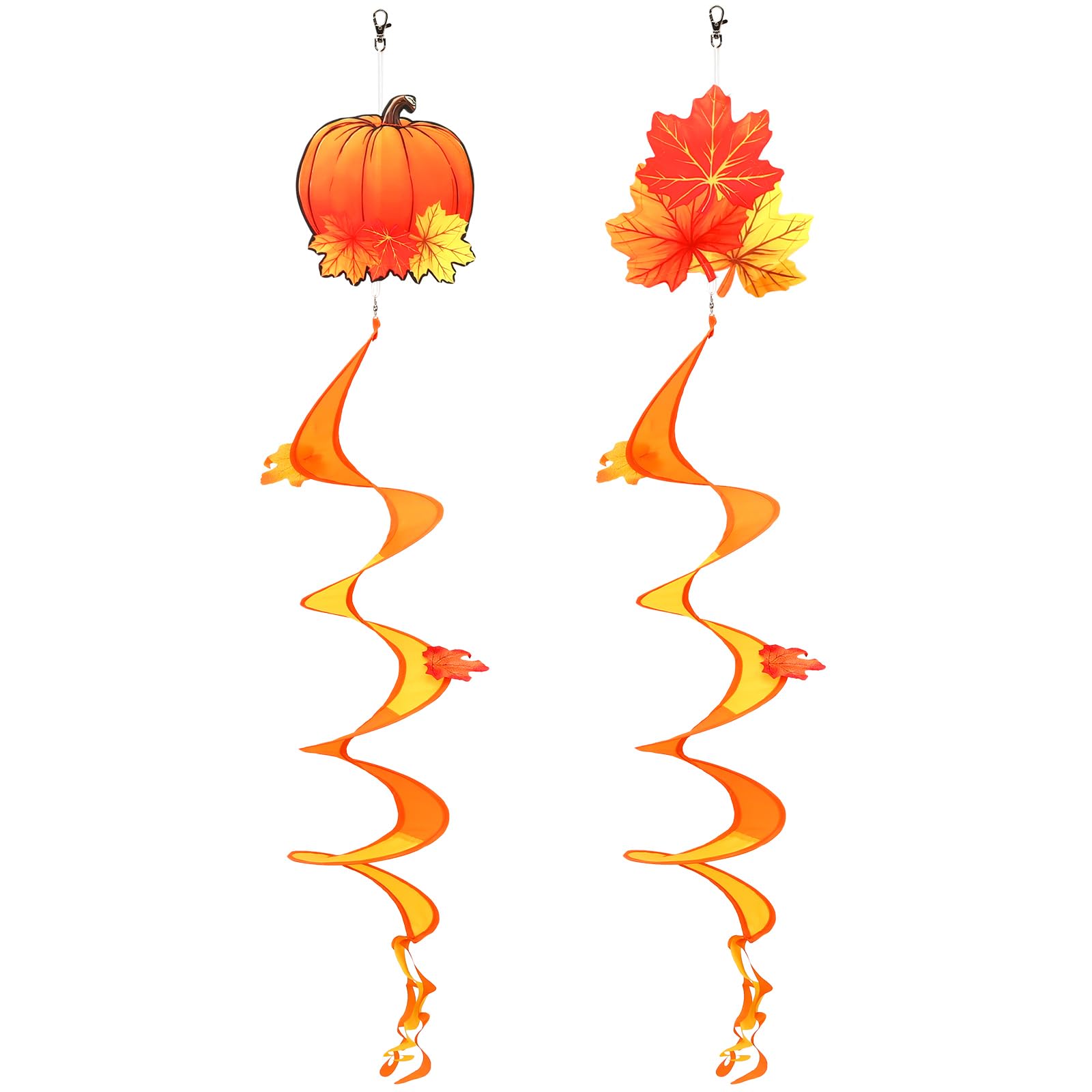 NOVWANG 2 Piece Fall Wind Spinners Orange Autumn Outdoor Hanging Decoration