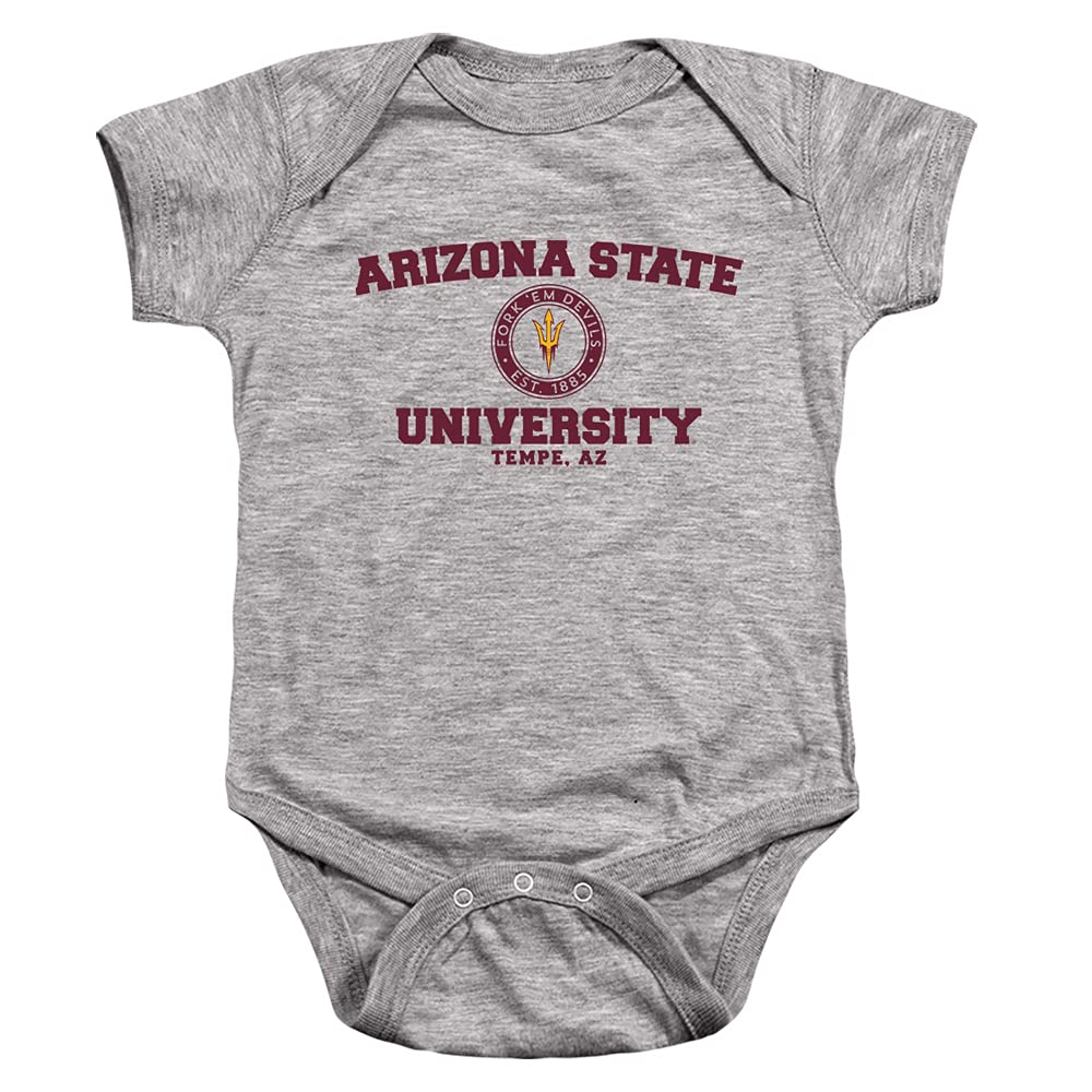 ASU Sun Devils Arizona State Official Circle Logo Unisex Infant Snap Suit for Baby,Athletic Heather, 6 Months