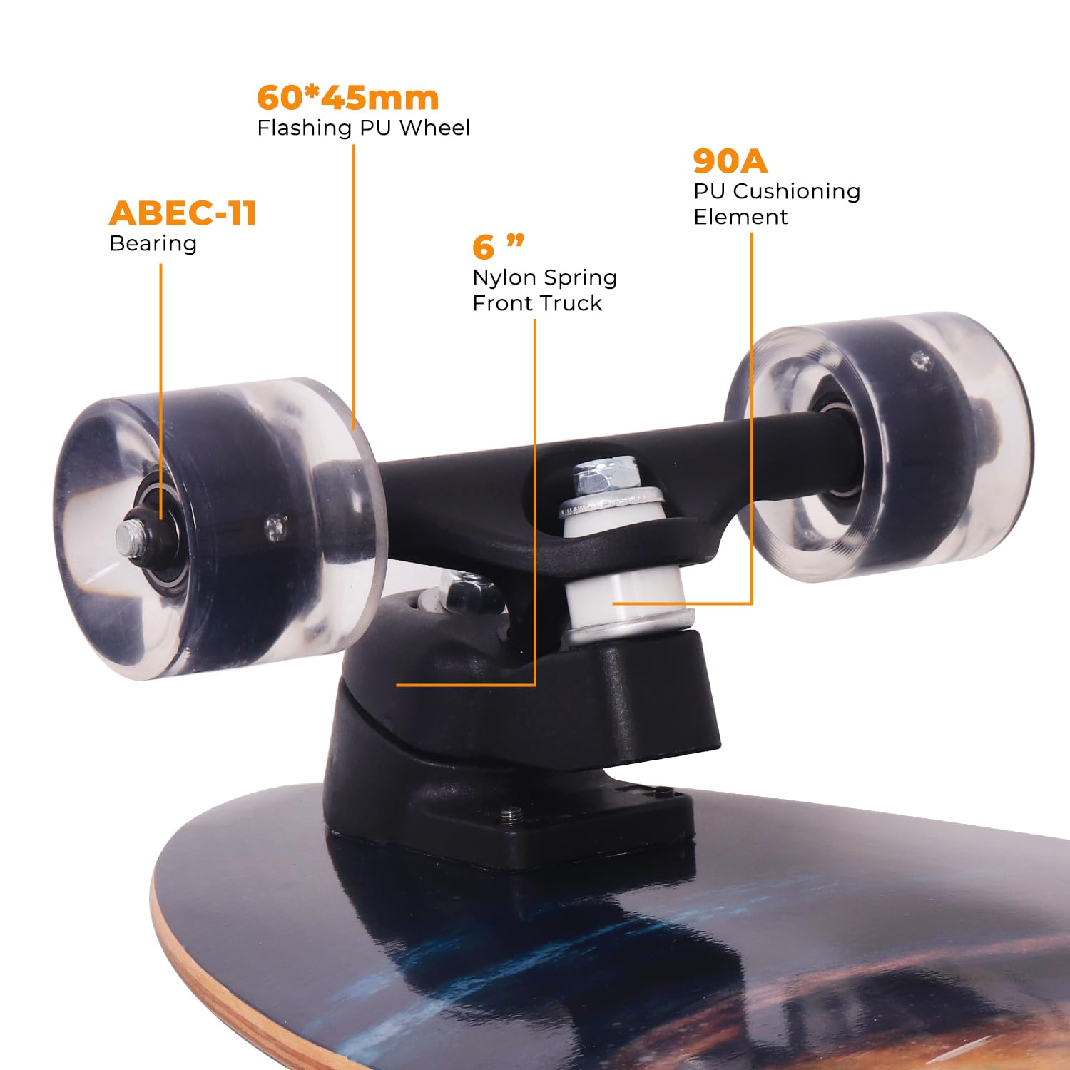 Nattork Complete Skateboards 29" x 8" Kids Skateboard Cruiser Skateboards for Beginners Double Kick Girls Skateboard with Maple Wood (Black Hole)