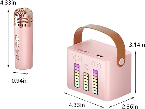 Miniatura 7 de Karaoke Machine with Microphone, Mini Portable Bluetooth Karaoke Speaker with Wireless Mics and Colorful Lights for Adults, Gifts Toys for Girls