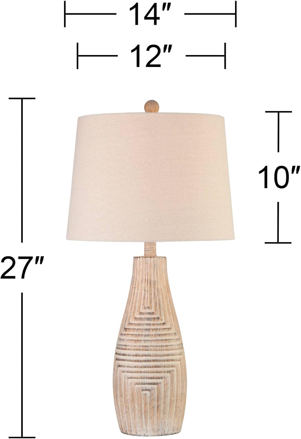 John Timberland Chico 27" Tall Modern Southwest Natural Cottage Table Lamps Set of 2 Brown Light Wood Finish Living Room Bedroom Bedside Nightstand House Office Home Reading Kitchen Fabric Shade