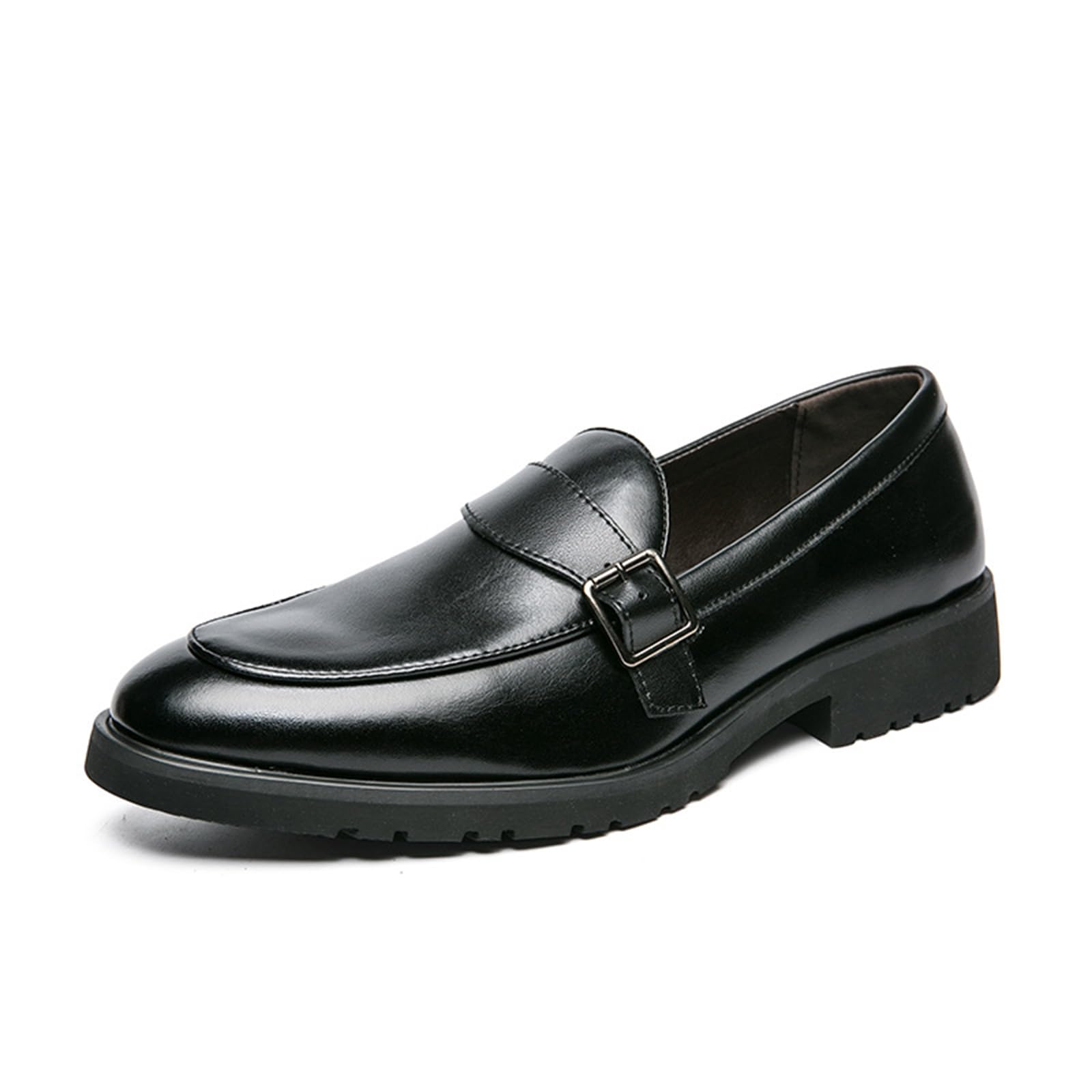 Zapatos De Vestir Tipo Mocasín con Hebilla para Hombre | Mocasines Hombre Slip On Zapatos Vestir Piel Sintética Casual Conducción Suela Goma Hebilla Elegantes Cómodos Negro