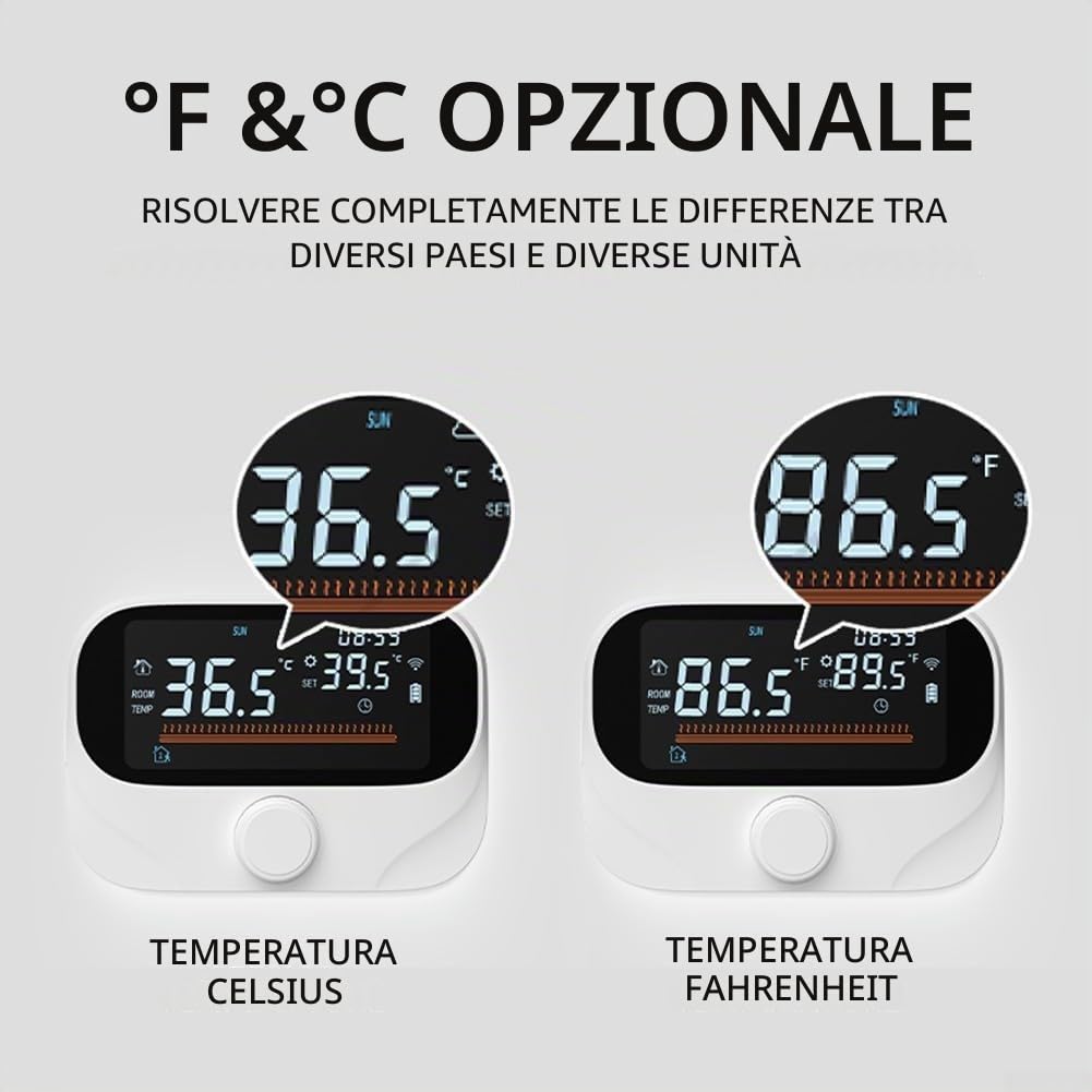 Termostato per caldaia RF, termostato intelligente da parete, con ricevitore, WiFi + RF termostato per ambiente controllato tramite app wireless (WiTH3)