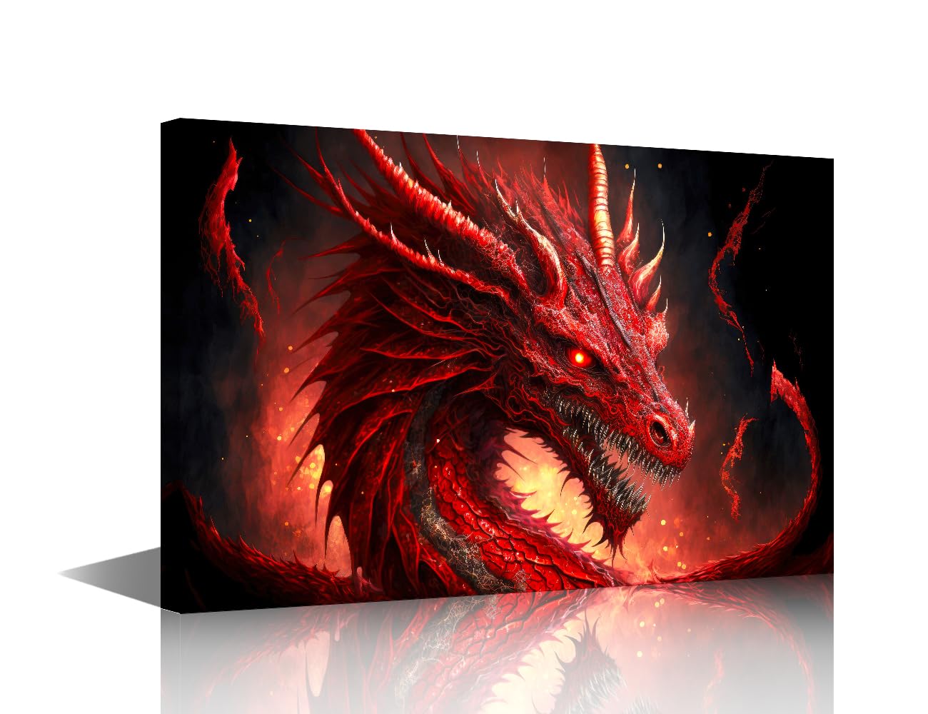 TISHIRON Dragon Pictures for Bedroom Wall Decor Samurai And Dragon Canvas Prints Wall Art Modern Artwork for Home Walls Modern Wall Art Canvas Art Hanging Decor, 12x18in, 30x45cm