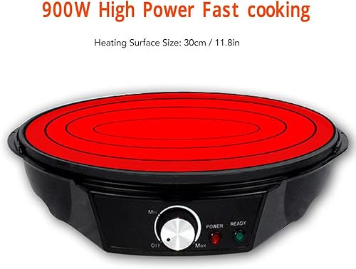 Miniatura 2 de Plancha eléctrica de 12 pulgadas y crepé, máquina de 900 W con control de temperatura ajustable para tortitas Blintzes, espátula incluida y