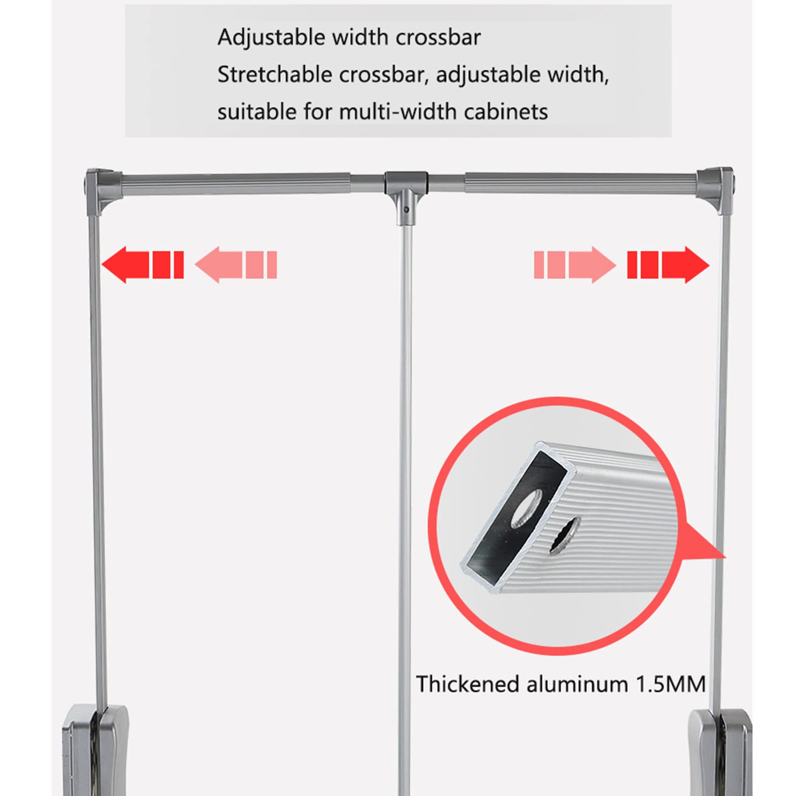 Appendiabiti saliscendi per Armadio Appendiabiti Hang Guardaroba, Rimovibile Hang Guardaroba Sollevamento Lift da Parete per Armadio Largo Regolabile,810x1150mm/31.8x45.2in