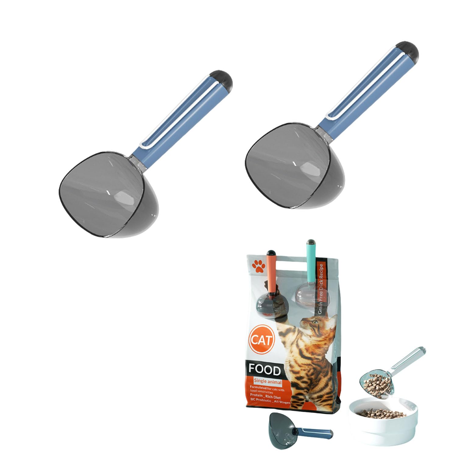 Xusdamyj Cat Dog Food Scoop,Pet Food Measuring Cups,Adjustable Pets Food Measuring Cups with Scale,for Dogs, Cats & Rabbit Food 2PCS
