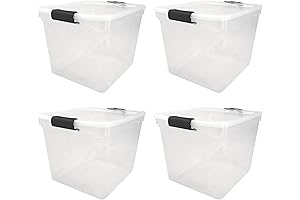 HOMZ 31 Quart Secured Seal Latch Extra Large Single Clear Stackable Storage Container
