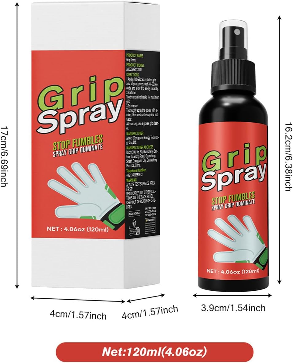 Goalkeeper Glove Spray - Professional Grip Enhancement & Anti-Slip Shoe Spray (120ml), Strong Adhesion Soccer Glove Glue For Wet Weather, Wash & Prepare Cleaner For Goalie Gloves And Athletic Footwear