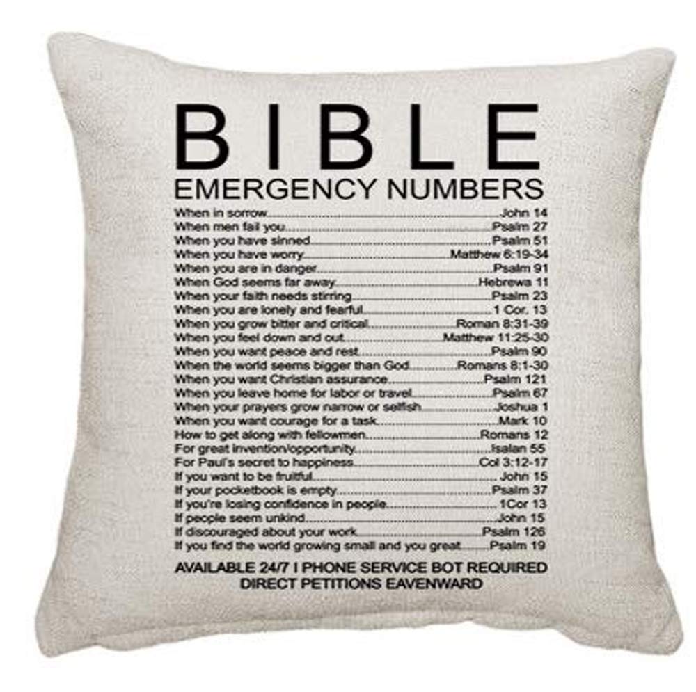 Bible Emergency Numbers Gifts For Women-Men Christian Gift Throw Pillow Cushion Cover. (Linen)