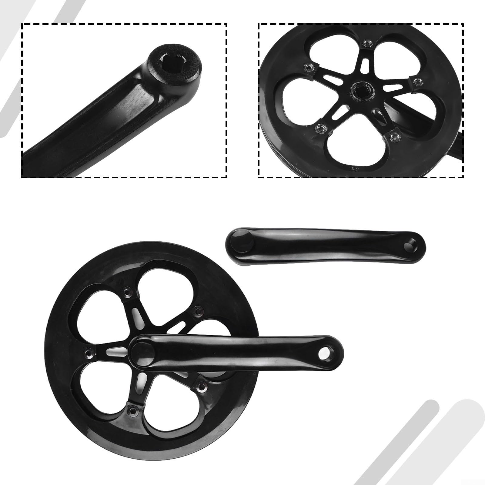 Guarnitura per bicicletta con corona singola, foro quadrato da 170 mm, con protezione per catena, guarnitura per bici elettriche da strada MtB Fixie (52T)