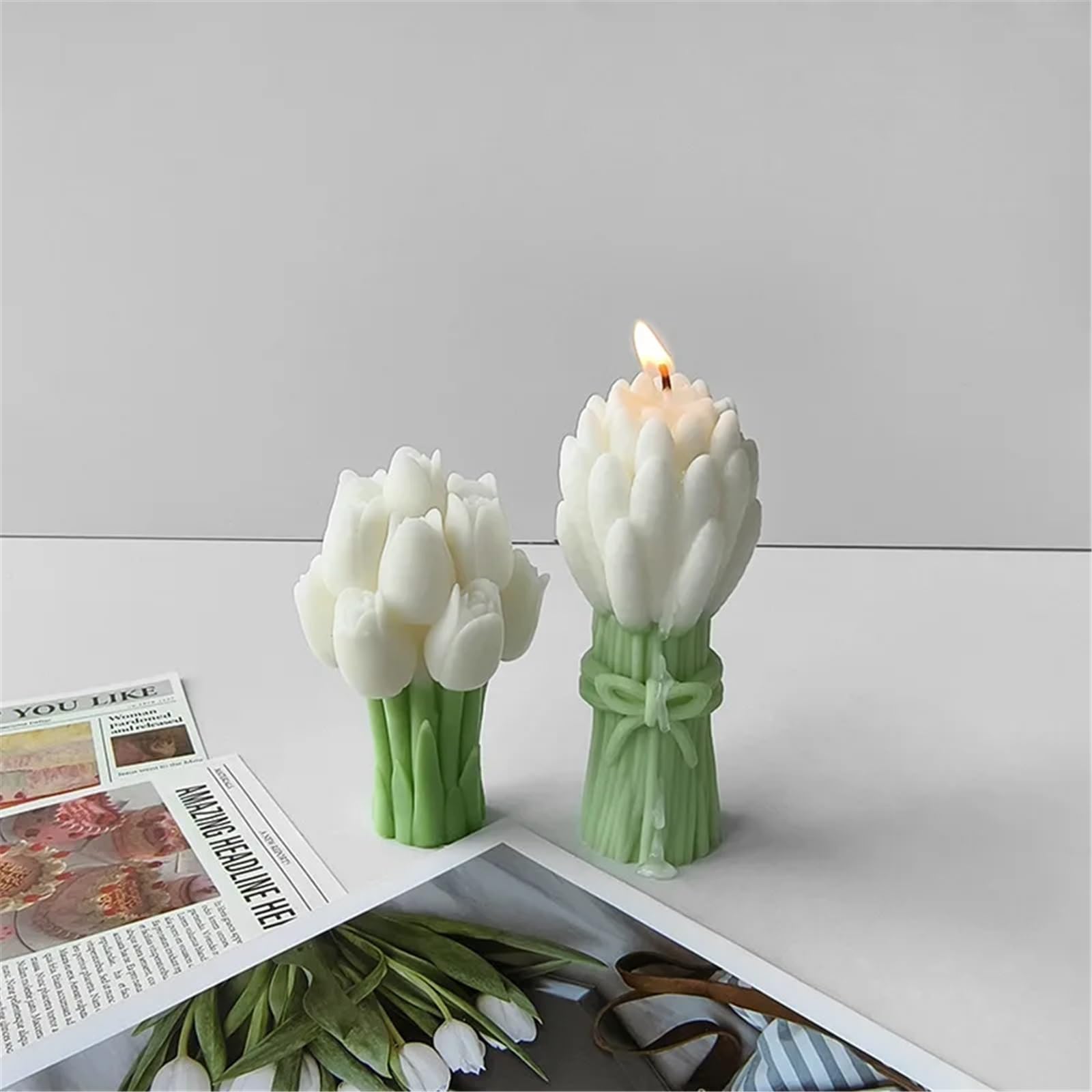 Molde Velas Perfumadas Moldes de silicona for velas con ramo de lavanda 3D, hecho a mano, flor de tulipán, jabón de resina, molde de escayola, herramienta de fabricación for manualidades, hogar, 1 Uds