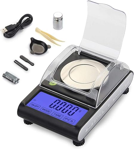 Báscula digital de gramos y onzas USB, balanza analítica de 0.00 oz, 1.76 oz/ 0.00 oz, báscula portátil para joyería con retroiluminación LCD,