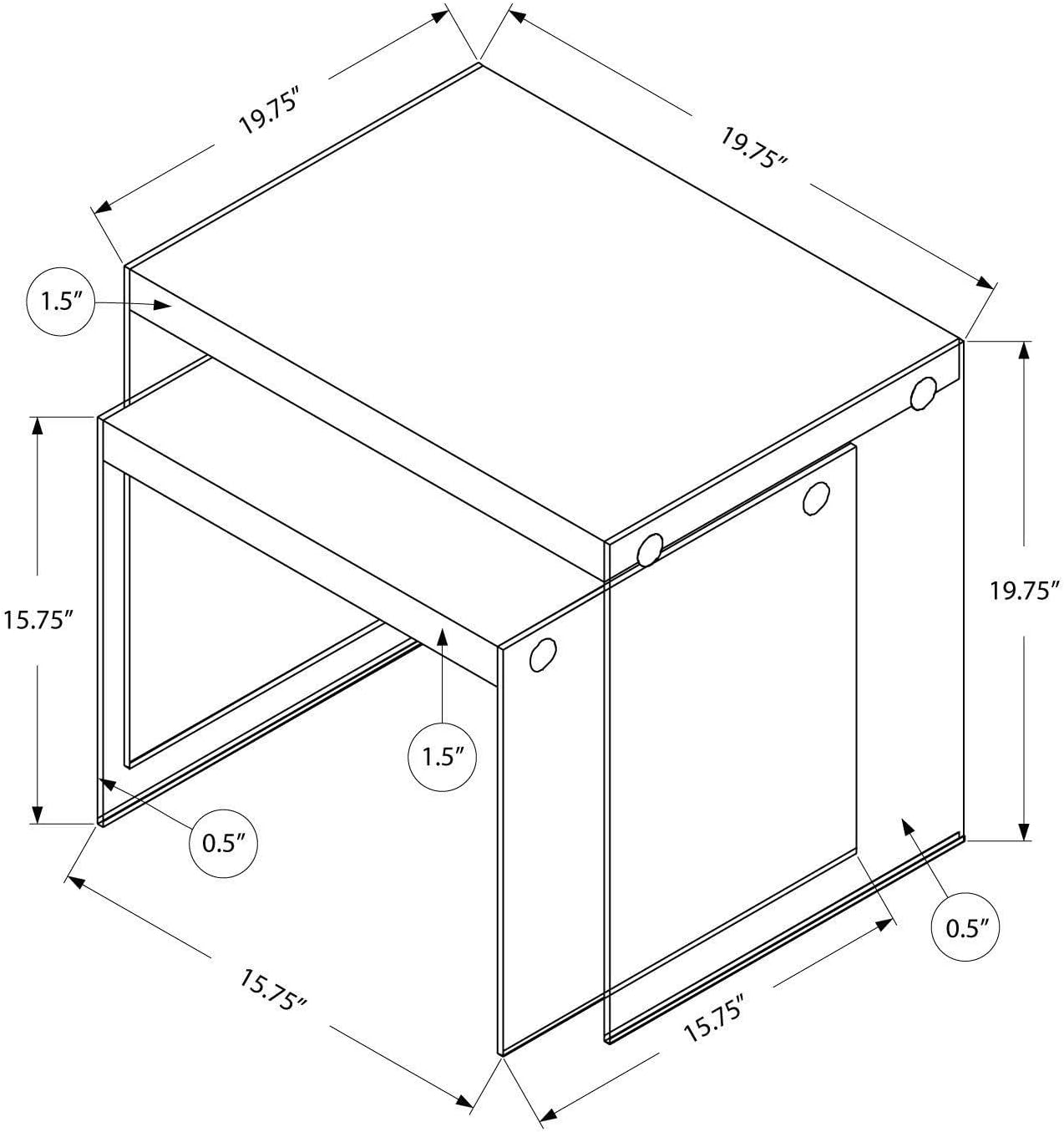 Monarch Specialties ,Nesting Table, Tempered Glass, Glossy White